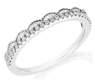 Brilliant-Cut 0.15ctw. Diamond Scallop Anniversary Band in 14k White Gold
